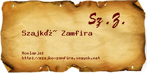 Szajkó Zamfira névjegykártya